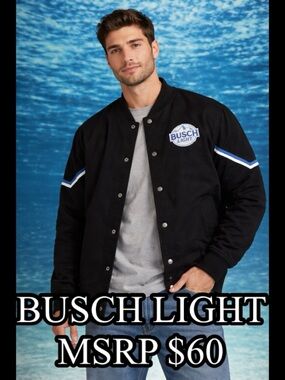 ❄️Busch light Men's Black Varsity Bomber Jacket